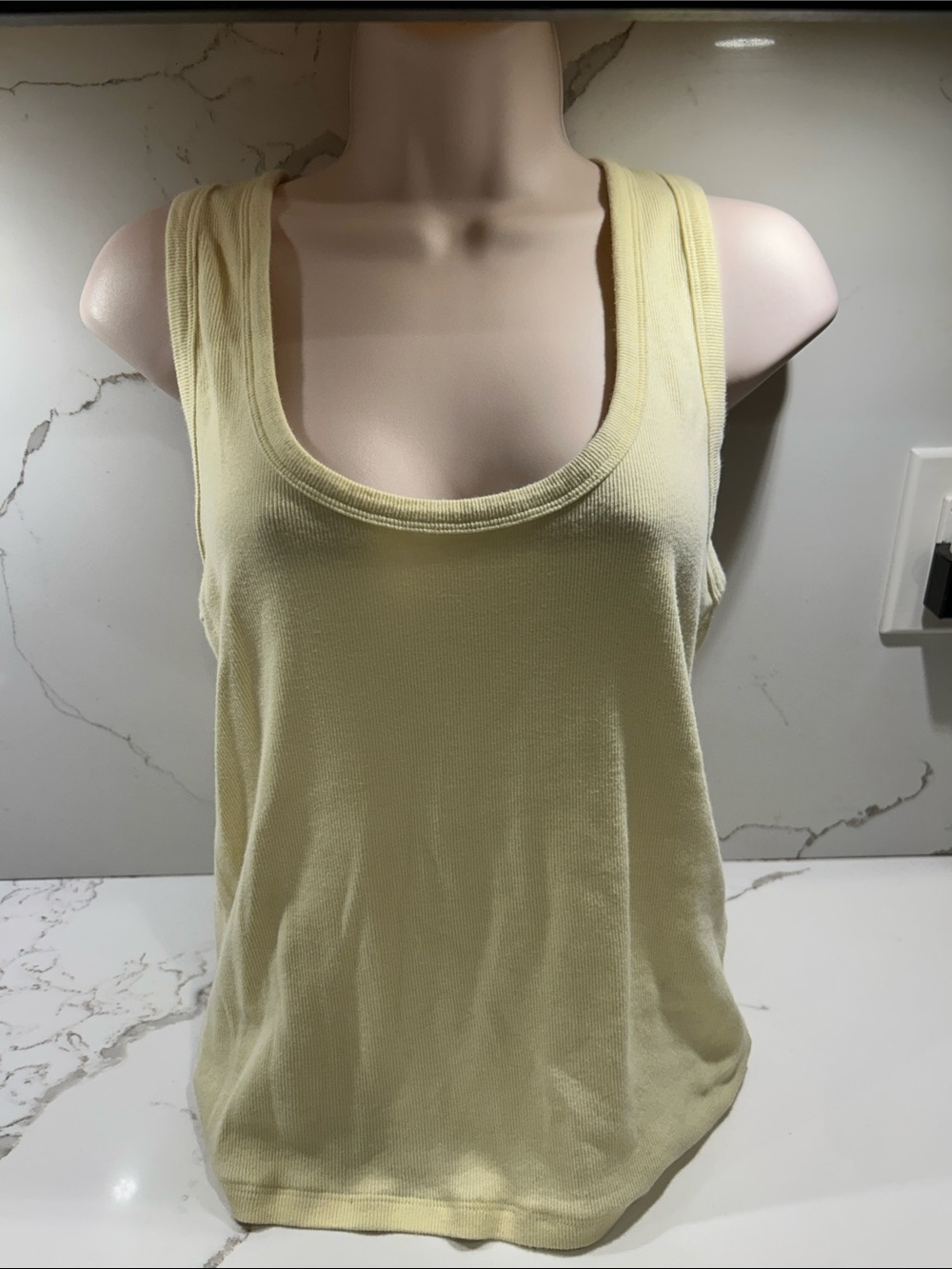 Aritzia Pale Yellow Scoop Neck Tank
